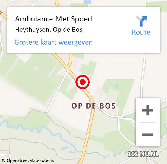 Locatie op kaart van de 112 melding: Ambulance Met Spoed Naar Heythuysen, Op de Bos op 14 september 2023 19:20