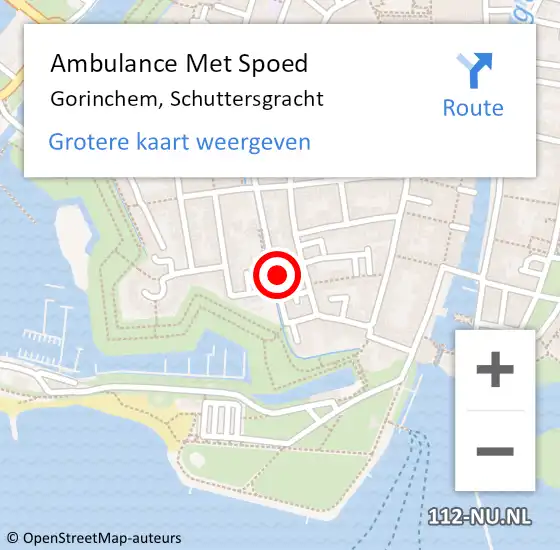 Locatie op kaart van de 112 melding: Ambulance Met Spoed Naar Gorinchem, Schuttersgracht op 14 september 2023 19:37