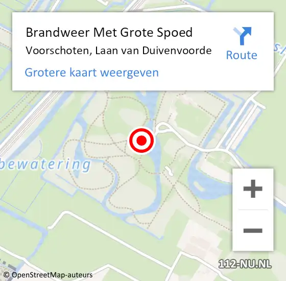 Locatie op kaart van de 112 melding: Brandweer Met Grote Spoed Naar Voorschoten, Laan van Duivenvoorde op 14 september 2023 19:38