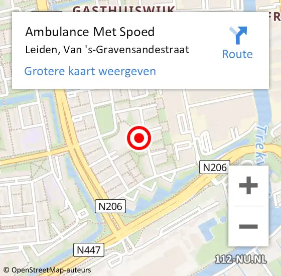 Locatie op kaart van de 112 melding: Ambulance Met Spoed Naar Leiden, Van 's-Gravensandestraat op 14 september 2023 20:18