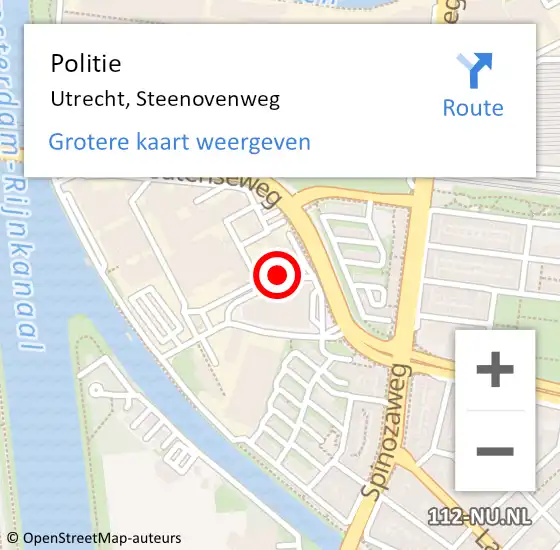 Locatie op kaart van de 112 melding: Politie Utrecht, Steenovenweg op 14 september 2023 20:19