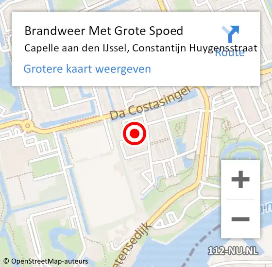 Locatie op kaart van de 112 melding: Brandweer Met Grote Spoed Naar Capelle aan den IJssel, Constantijn Huygensstraat op 14 september 2023 20:41
