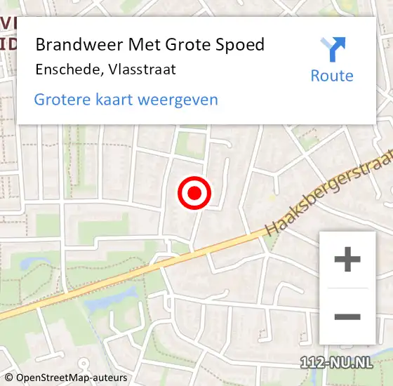 Locatie op kaart van de 112 melding: Brandweer Met Grote Spoed Naar Enschede, Vlasstraat op 14 september 2023 21:43