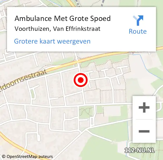 Locatie op kaart van de 112 melding: Ambulance Met Grote Spoed Naar Voorthuizen, Van Effrinkstraat op 13 oktober 2013 22:27