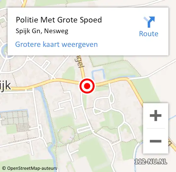 Locatie op kaart van de 112 melding: Politie Met Grote Spoed Naar Spijk Gn, Nesweg op 14 september 2023 22:07