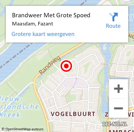 Locatie op kaart van de 112 melding: Brandweer Met Grote Spoed Naar Maasdam, Fazant op 14 september 2023 22:18