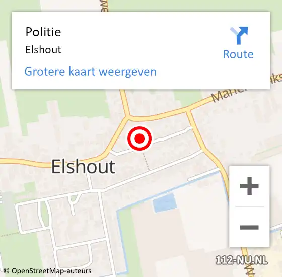Locatie op kaart van de 112 melding: Politie Elshout op 14 september 2023 22:27