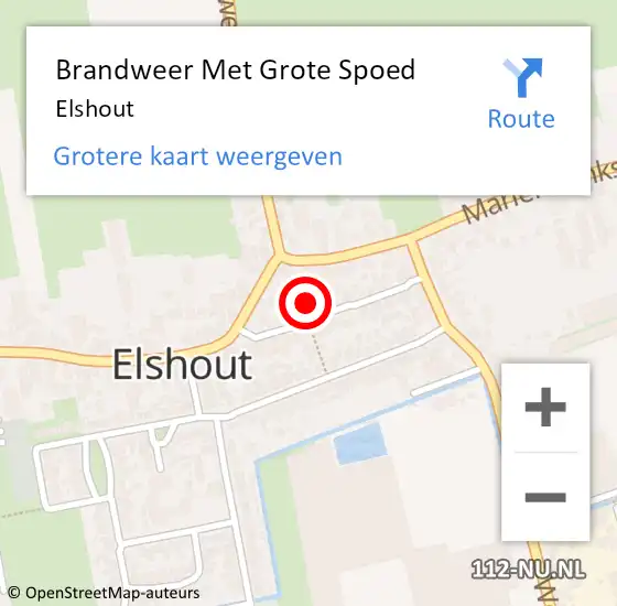 Locatie op kaart van de 112 melding: Brandweer Met Grote Spoed Naar Elshout op 14 september 2023 22:28