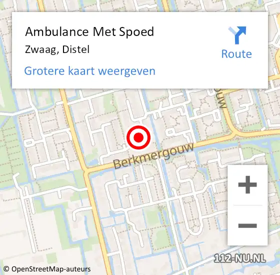 Locatie op kaart van de 112 melding: Ambulance Met Spoed Naar Zwaag, Distel op 14 september 2023 22:39