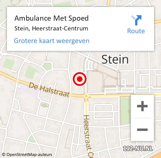 Locatie op kaart van de 112 melding: Ambulance Met Spoed Naar Stein, Heerstraat-Centrum op 8 september 2014 10:16