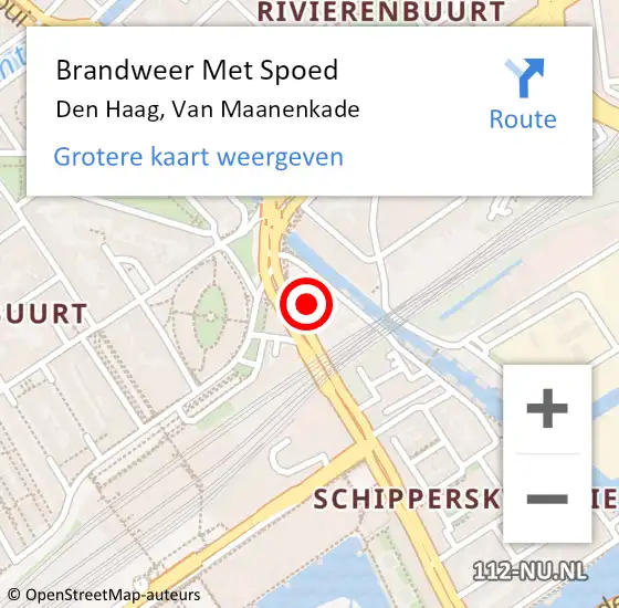 Locatie op kaart van de 112 melding: Brandweer Met Spoed Naar Den Haag, Van Maanenkade op 14 september 2023 23:04