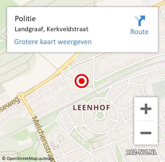 Locatie op kaart van de 112 melding: Politie Landgraaf, Kerkveldstraat op 14 september 2023 23:33