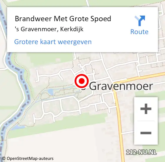 Locatie op kaart van de 112 melding: Brandweer Met Grote Spoed Naar 's Gravenmoer, Kerkdijk op 8 september 2014 10:20