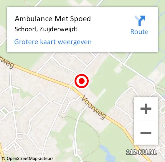 Locatie op kaart van de 112 melding: Ambulance Met Spoed Naar Schoorl, Zuijderweijdt op 15 september 2023 00:21