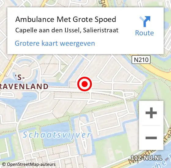 Locatie op kaart van de 112 melding: Ambulance Met Grote Spoed Naar Capelle aan den IJssel, Salieristraat op 15 september 2023 01:25