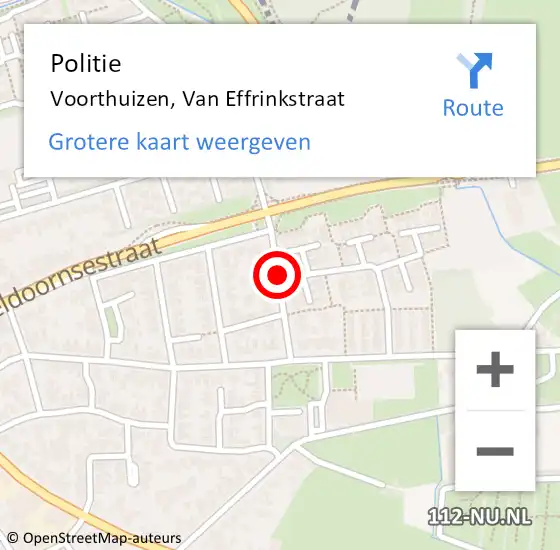 Locatie op kaart van de 112 melding: Politie Voorthuizen, Van Effrinkstraat op 13 oktober 2013 22:29