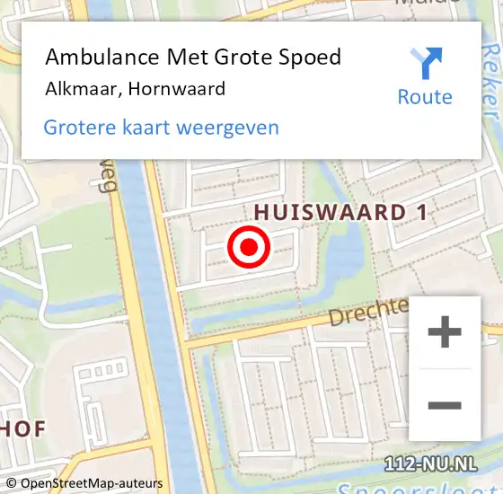 Locatie op kaart van de 112 melding: Ambulance Met Grote Spoed Naar Alkmaar, Hornwaard op 15 september 2023 03:07