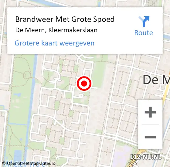 Locatie op kaart van de 112 melding: Brandweer Met Grote Spoed Naar De Meern, Kleermakerslaan op 15 september 2023 03:48