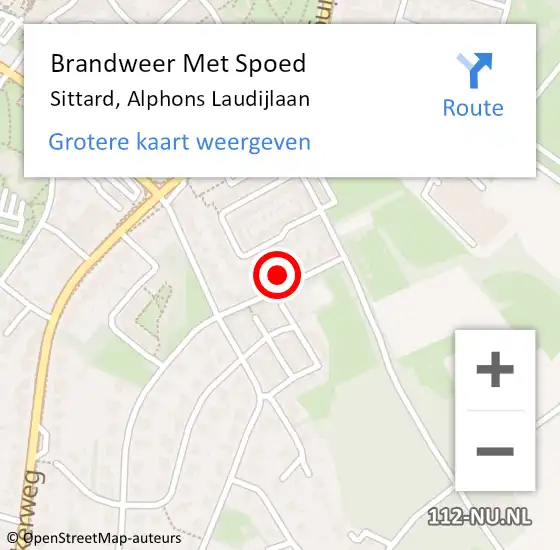 Locatie op kaart van de 112 melding: Brandweer Met Spoed Naar Sittard, Alphons Laudijlaan op 15 september 2023 03:55