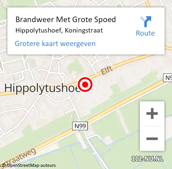 Locatie op kaart van de 112 melding: Brandweer Met Grote Spoed Naar Hippolytushoef, Koningstraat op 15 september 2023 04:29
