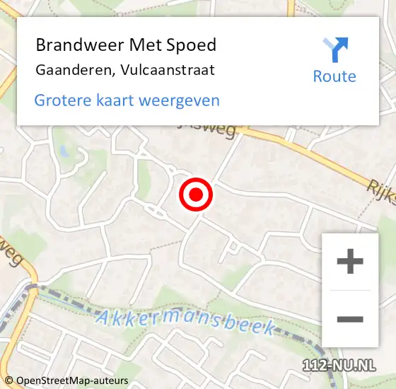 Locatie op kaart van de 112 melding: Brandweer Met Spoed Naar Gaanderen, Vulcaanstraat op 15 september 2023 04:37