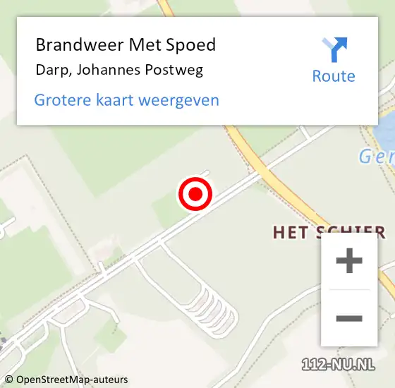 Locatie op kaart van de 112 melding: Brandweer Met Spoed Naar Darp, Johannes Postweg op 15 september 2023 04:41