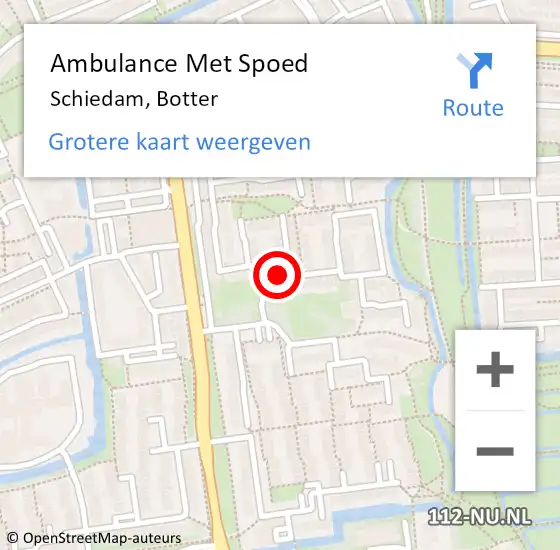 Locatie op kaart van de 112 melding: Ambulance Met Spoed Naar Schiedam, Botter op 15 september 2023 04:59