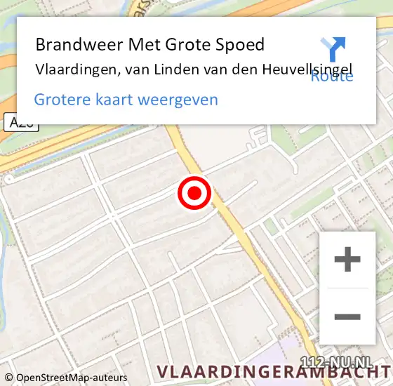 Locatie op kaart van de 112 melding: Brandweer Met Grote Spoed Naar Vlaardingen, van Linden van den Heuvellsingel op 15 september 2023 06:52