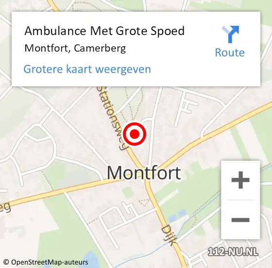 Locatie op kaart van de 112 melding: Ambulance Met Grote Spoed Naar Montfort, Camerberg op 15 september 2023 07:21