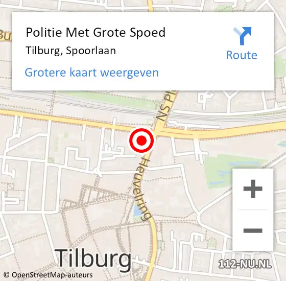 Locatie op kaart van de 112 melding: Politie Met Grote Spoed Naar Tilburg, Spoorlaan op 15 september 2023 07:23