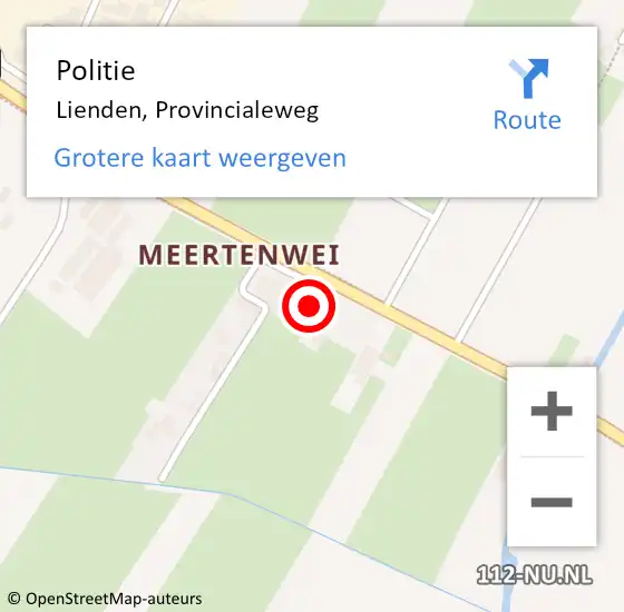 Locatie op kaart van de 112 melding: Politie Lienden, Provincialeweg op 15 september 2023 08:06