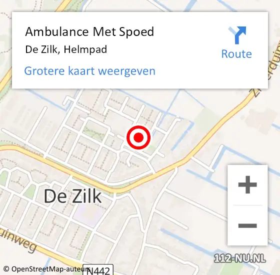 Locatie op kaart van de 112 melding: Ambulance Met Spoed Naar De Zilk, Helmpad op 8 september 2014 10:35