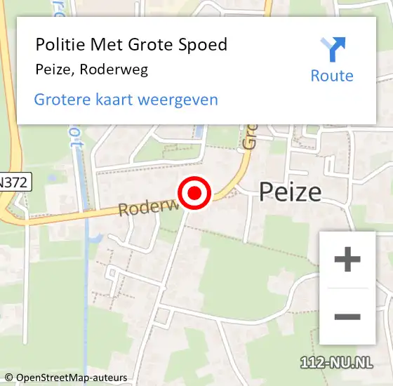 Locatie op kaart van de 112 melding: Politie Met Grote Spoed Naar Peize, Roderweg op 15 september 2023 08:32