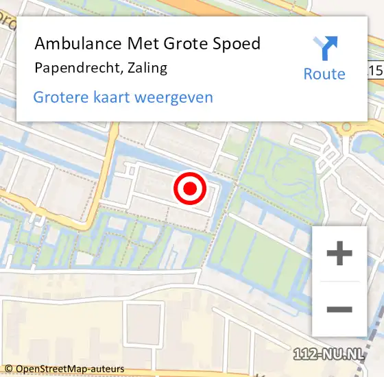 Locatie op kaart van de 112 melding: Ambulance Met Grote Spoed Naar Papendrecht, Zaling op 15 september 2023 08:45
