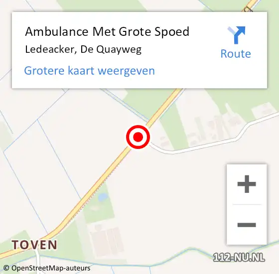 Locatie op kaart van de 112 melding: Ambulance Met Grote Spoed Naar Ledeacker, De Quayweg op 13 oktober 2013 22:31