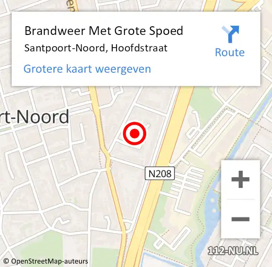 Locatie op kaart van de 112 melding: Brandweer Met Grote Spoed Naar Santpoort-Noord, Hoofdstraat op 15 september 2023 08:56