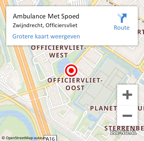 Locatie op kaart van de 112 melding: Ambulance Met Spoed Naar Zwijndrecht, Officiersvliet op 15 september 2023 09:14