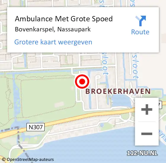 Locatie op kaart van de 112 melding: Ambulance Met Grote Spoed Naar Bovenkarspel, Nassaupark op 15 september 2023 09:20