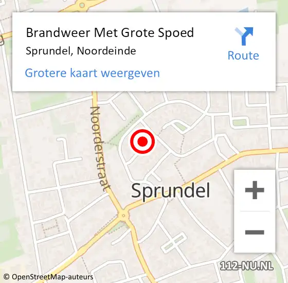 Locatie op kaart van de 112 melding: Brandweer Met Grote Spoed Naar Sprundel, Noordeinde op 15 september 2023 09:21