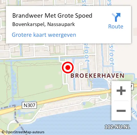 Locatie op kaart van de 112 melding: Brandweer Met Grote Spoed Naar Bovenkarspel, Nassaupark op 15 september 2023 09:38