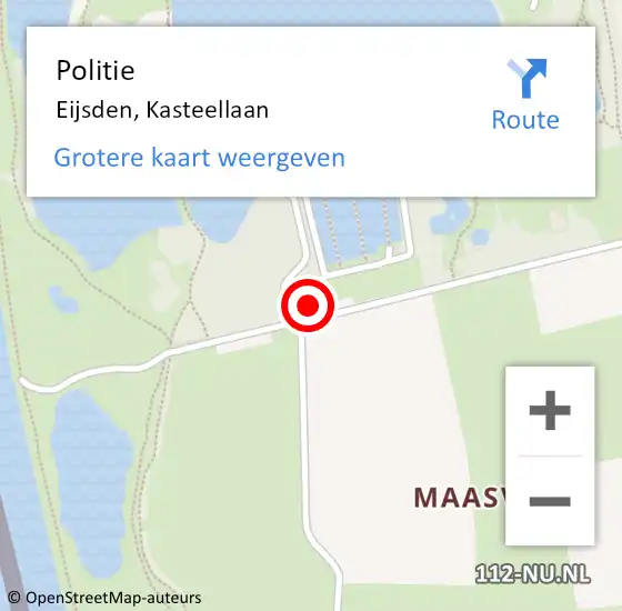 Locatie op kaart van de 112 melding: Politie Eijsden, Kasteellaan op 15 september 2023 09:59