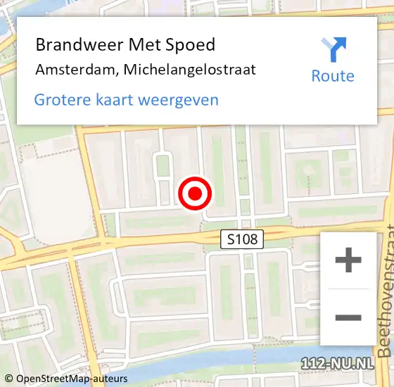 Locatie op kaart van de 112 melding: Brandweer Met Spoed Naar Amsterdam, Michelangelostraat op 15 september 2023 10:07