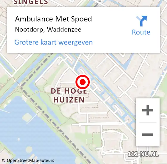 Locatie op kaart van de 112 melding: Ambulance Met Spoed Naar Nootdorp, Waddenzee op 15 september 2023 10:09