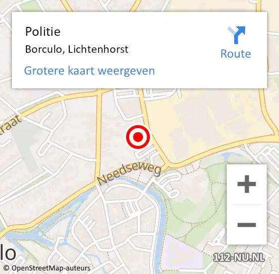 Locatie op kaart van de 112 melding: Politie Borculo, Lichtenhorst op 15 september 2023 10:22