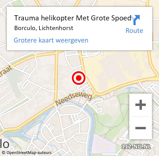Locatie op kaart van de 112 melding: Trauma helikopter Met Grote Spoed Naar Borculo, Lichtenhorst op 15 september 2023 10:27