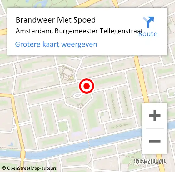 Locatie op kaart van de 112 melding: Brandweer Met Spoed Naar Amsterdam, Burgemeester Tellegenstraat op 15 september 2023 10:32