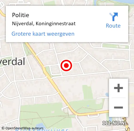 Locatie op kaart van de 112 melding: Politie Nijverdal, Koninginnestraat op 15 september 2023 10:32