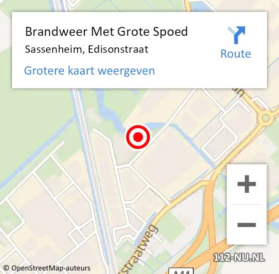 Locatie op kaart van de 112 melding: Brandweer Met Grote Spoed Naar Sassenheim, Edisonstraat op 15 september 2023 10:58