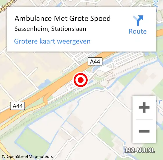 Locatie op kaart van de 112 melding: Ambulance Met Grote Spoed Naar Sassenheim, Stationslaan op 15 september 2023 11:21