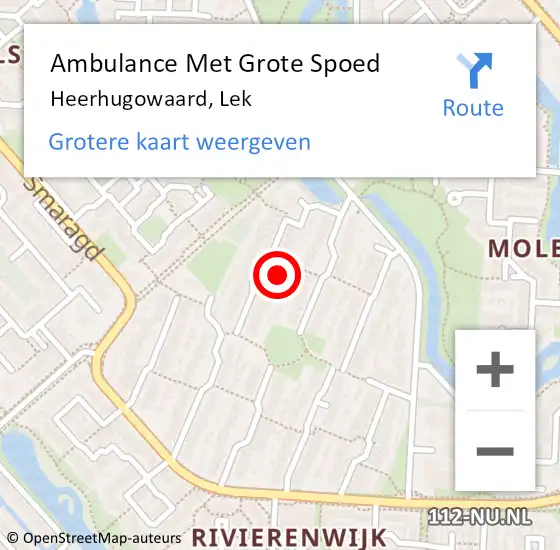 Locatie op kaart van de 112 melding: Ambulance Met Grote Spoed Naar Heerhugowaard, Lek op 15 september 2023 11:24